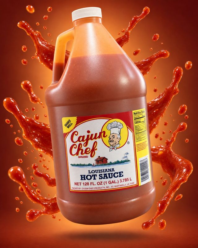 Bote de salsa flotando con salpicaduras
