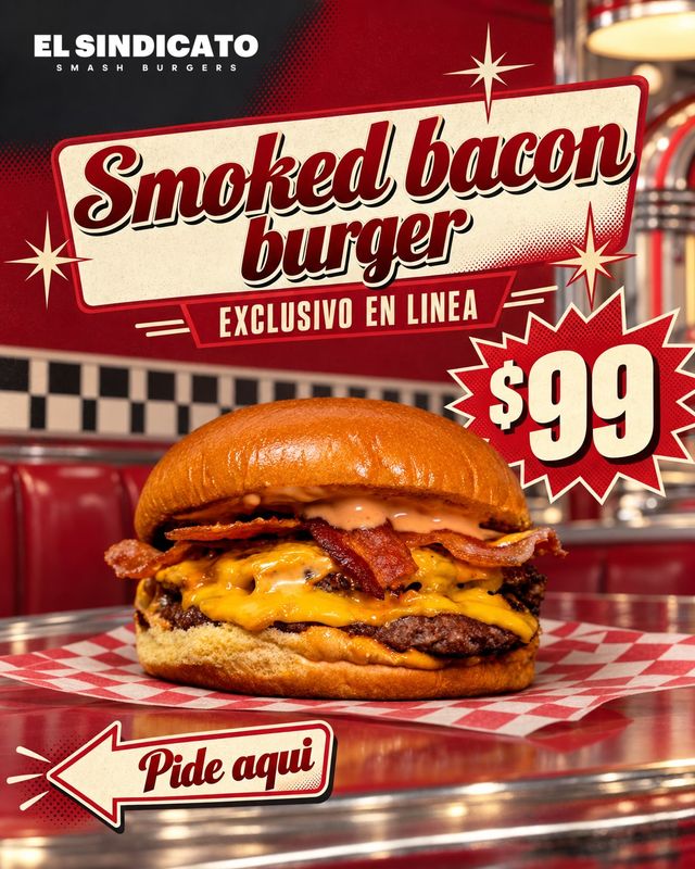 Flyer de Smoked bacon burger