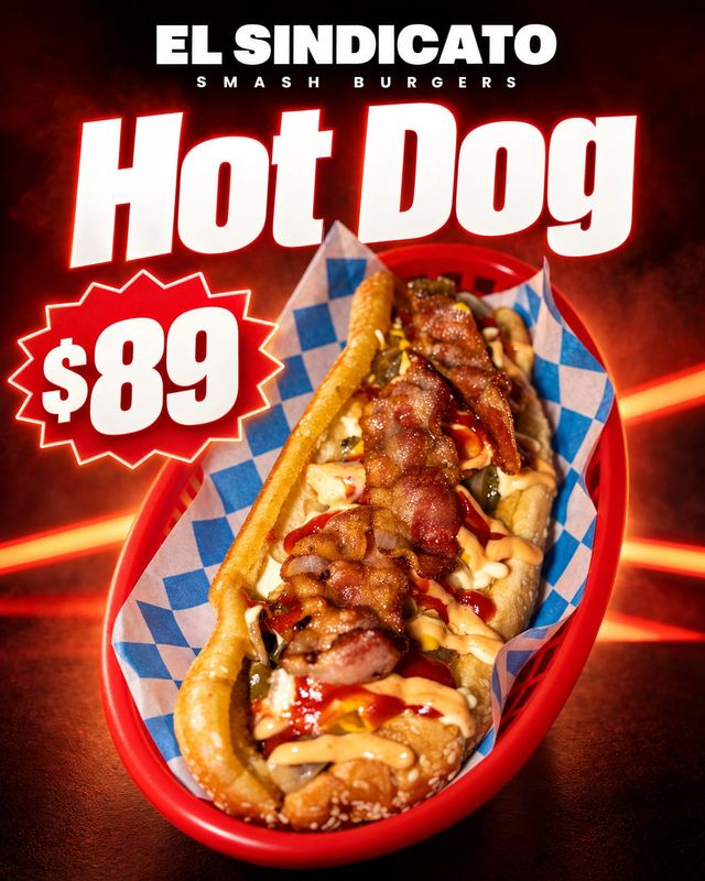 Flyer de hot dog de El Sindicato